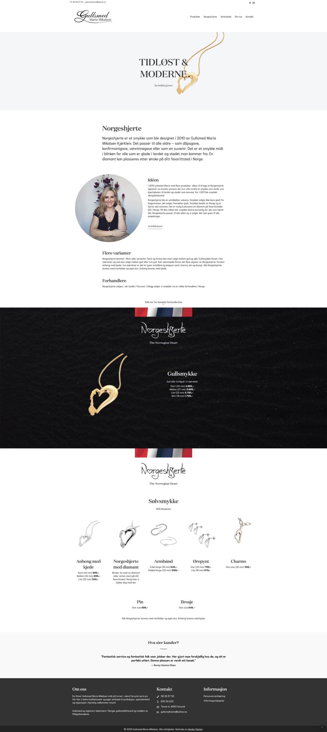 Nettside Gullsmed Marie Mikalsen / Havdur Design