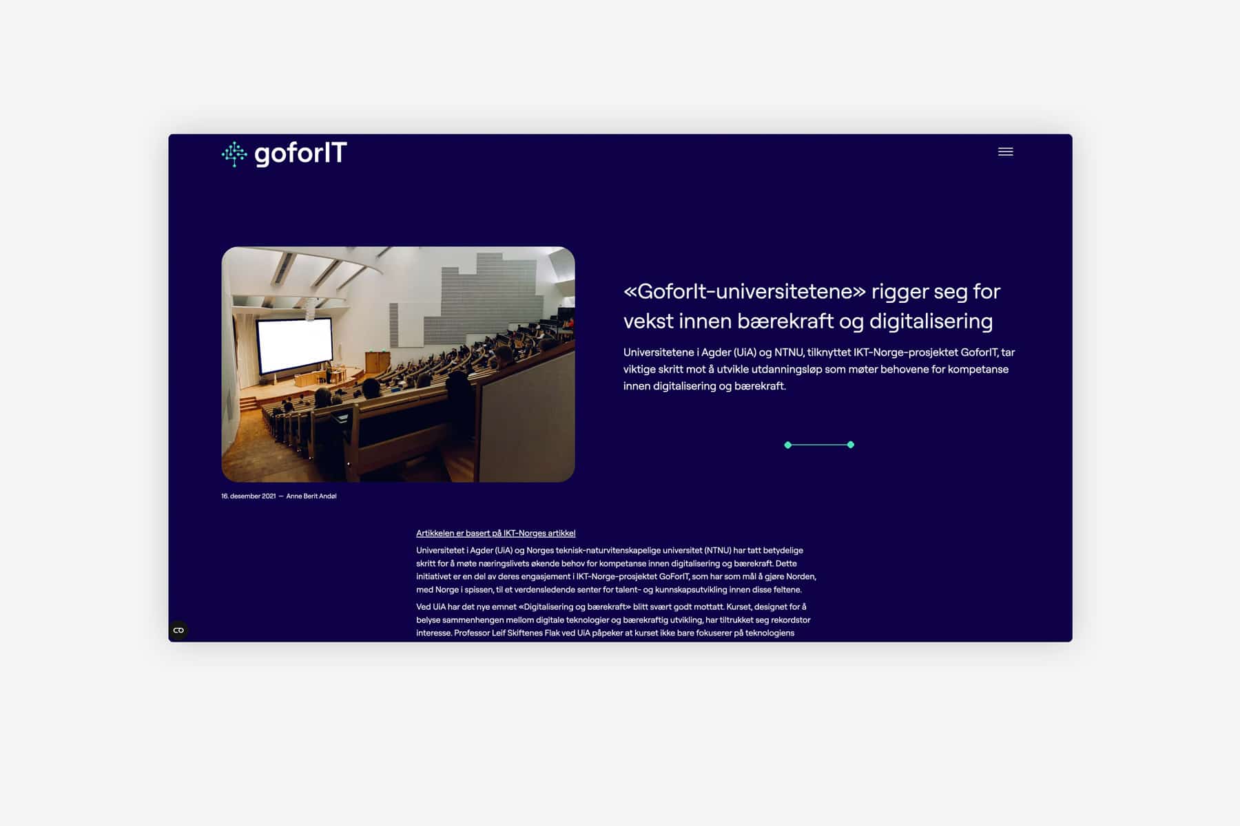 Nettside for GoforIT / Design av Havdur Design